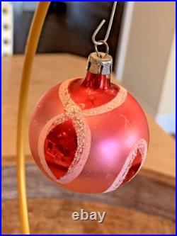 Vintage Christmas Glass Handpainted Boxed Ornaments Poland Set of 12 Floral Leaf