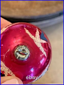 Vintage Christmas Glass Handpainted Boxed Ornaments Poland Set of 12 Floral Leaf