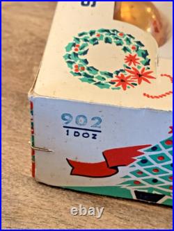 Vintage Christmas Glass Handpainted Boxed Ornaments Poland Set of 12 Floral Leaf