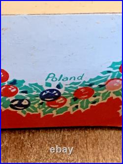 Vintage Christmas Glass Handpainted Boxed Ornaments Poland Set of 12 Floral Leaf