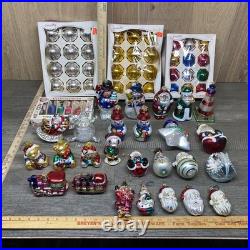 Vintage Christmas Glass Ornament Lot 70+ Pcs Snowmen Santas Balls Mickey Mouse++