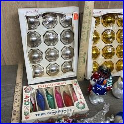 Vintage Christmas Glass Ornament Lot 70+ Pcs Snowmen Santas Balls Mickey Mouse++