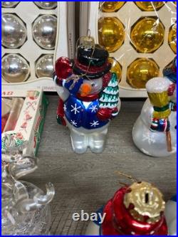Vintage Christmas Glass Ornament Lot 70+ Pcs Snowmen Santas Balls Mickey Mouse++