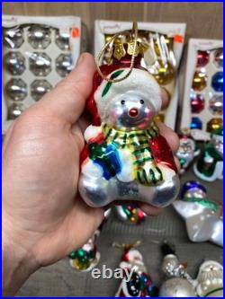 Vintage Christmas Glass Ornament Lot 70+ Pcs Snowmen Santas Balls Mickey Mouse++
