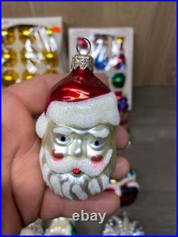 Vintage Christmas Glass Ornament Lot 70+ Pcs Snowmen Santas Balls Mickey Mouse++