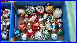 Vintage Christmas Glass Ornaments Lot Antique Indents Shiny Brite Double Indents