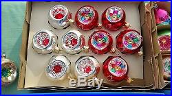 Vintage Christmas Glass Ornaments Lot Antique Indents Shiny Brite Double Indents