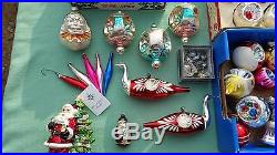 Vintage Christmas Glass Ornaments Lot Antique Indents Shiny Brite Double Indents