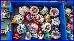 Vintage Christmas Glass Ornaments Lot Antique Indents Shiny Brite Double Indents