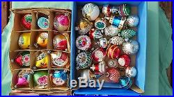 Vintage Christmas Glass Ornaments Lot Antique Indents Shiny Brite Double Indents