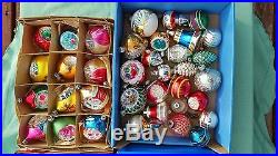 Vintage Christmas Glass Ornaments Lot Antique Indents Shiny Brite Double Indents