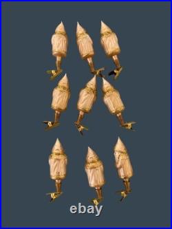 Vintage Christmas Glass Santa Clip On Christmas Tree Ornaments Set Of 9