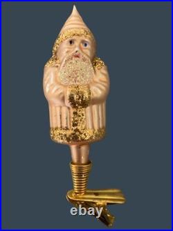 Vintage Christmas Glass Santa Clip On Christmas Tree Ornaments Set Of 9