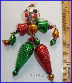 Vintage Christmas Mercury Glass Articulated Jointed Pixie Type Doll Ornament