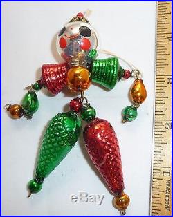 Vintage Christmas Mercury Glass Articulated Jointed Pixie Type Doll Ornament