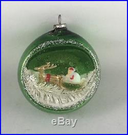 Vintage Christmas Mercury Glass Indent Bottlebrush Diorama Ornaments Santa Deer
