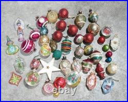 Vintage Christmas Mercury Glass Ornament Indent Shiny Brite Santa Antique Lot