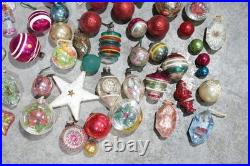 Vintage Christmas Mercury Glass Ornament Indent Shiny Brite Santa Antique Lot