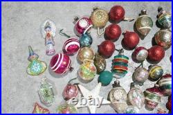 Vintage Christmas Mercury Glass Ornament Indent Shiny Brite Santa Antique Lot