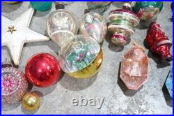 Vintage Christmas Mercury Glass Ornament Indent Shiny Brite Santa Antique Lot