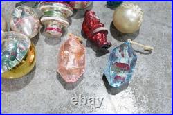 Vintage Christmas Mercury Glass Ornament Indent Shiny Brite Santa Antique Lot