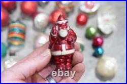 Vintage Christmas Mercury Glass Ornament Indent Shiny Brite Santa Antique Lot