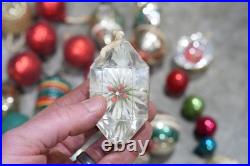 Vintage Christmas Mercury Glass Ornament Indent Shiny Brite Santa Antique Lot