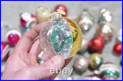 Vintage Christmas Mercury Glass Ornament Indent Shiny Brite Santa Antique Lot