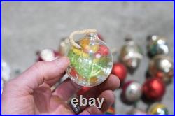 Vintage Christmas Mercury Glass Ornament Indent Shiny Brite Santa Antique Lot