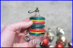 Vintage Christmas Mercury Glass Ornament Indent Shiny Brite Santa Antique Lot