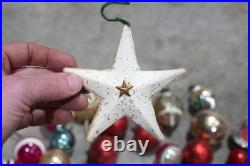 Vintage Christmas Mercury Glass Ornament Indent Shiny Brite Santa Antique Lot