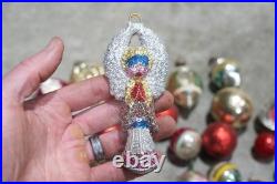 Vintage Christmas Mercury Glass Ornament Indent Shiny Brite Santa Antique Lot