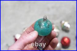 Vintage Christmas Mercury Glass Ornament Indent Shiny Brite Santa Antique Lot