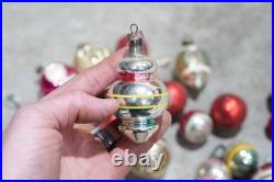 Vintage Christmas Mercury Glass Ornament Indent Shiny Brite Santa Antique Lot
