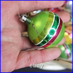 Vintage Christmas Ornament Balls Baubles Round Glass Estimated 1950s Set Of 12