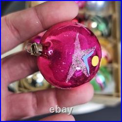 Vintage Christmas Ornament Balls Baubles Round Glass Estimated 1950s Set Of 12