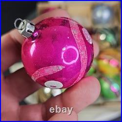 Vintage Christmas Ornament Balls Baubles Round Glass Estimated 1950s Set Of 12