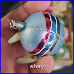 Vintage Christmas Ornament Balls Baubles Round Glass Estimated 1950s Set Of 12