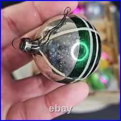 Vintage Christmas Ornament Balls Baubles Round Glass Estimated 1950s Set Of 12