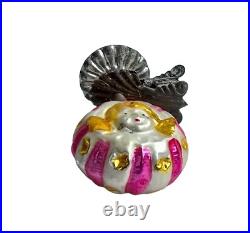 Vintage Christmas Ornament Candle Holder With Glass Ball Angel (# 17972)