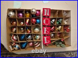 Vintage Christmas Ornament Lot Shiny Brite 1950s Mercury Glass NOEL MCM