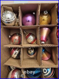 Vintage Christmas Ornament Lot Shiny Brite 1950s Mercury Glass NOEL MCM