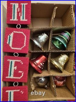 Vintage Christmas Ornament Lot Shiny Brite 1950s Mercury Glass NOEL MCM