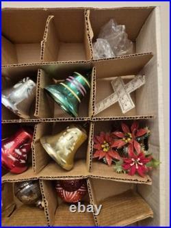 Vintage Christmas Ornament Lot Shiny Brite 1950s Mercury Glass NOEL MCM