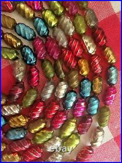 Vintage Christmas Ornament Mercury Glass Multi Color Barrel Beads Garland 105