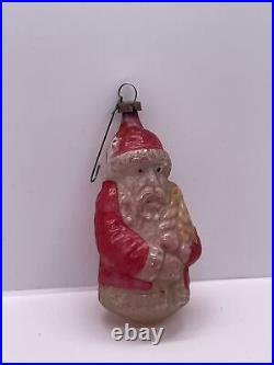 Vintage Christmas Ornament Santa Claus with Tree, 3.5 inches, Mercury Glass, Blow