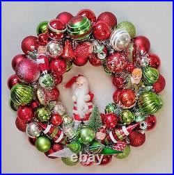 Vintage Christmas Ornament Wreath | Christmas Ornament Glass