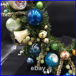 Vintage Christmas Ornament Wreath 24 All GLASS withStorage Case & Hanger