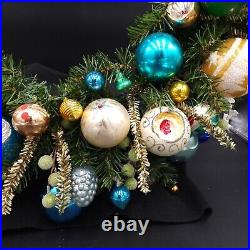 Vintage Christmas Ornament Wreath 24 All GLASS withStorage Case & Hanger