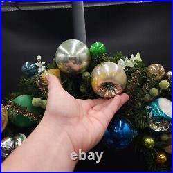 Vintage Christmas Ornament Wreath 24 All GLASS withStorage Case & Hanger